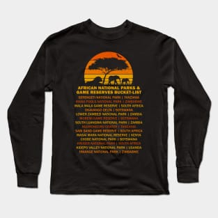 African Safari Bucket List Sunset Lion Elephant Serengeti Long Sleeve T-Shirt